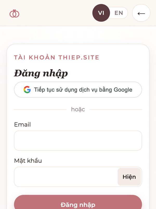 Trang đăng nhập thiep.site
