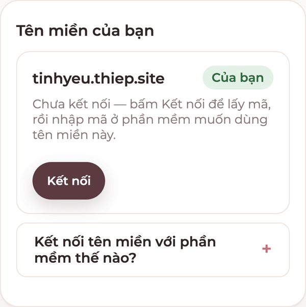 Mục Tên miền của bạn với nút Kết nối